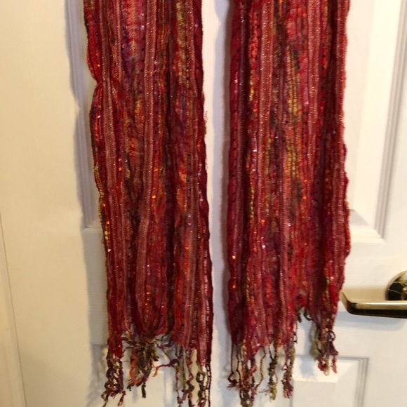 Candie’s knit crochet red multi dot scarf - Picture 3 of 5